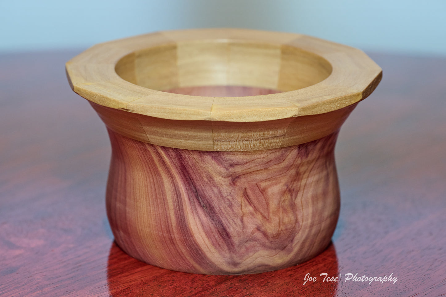 Wood Bowl with a segmented top. (#110)