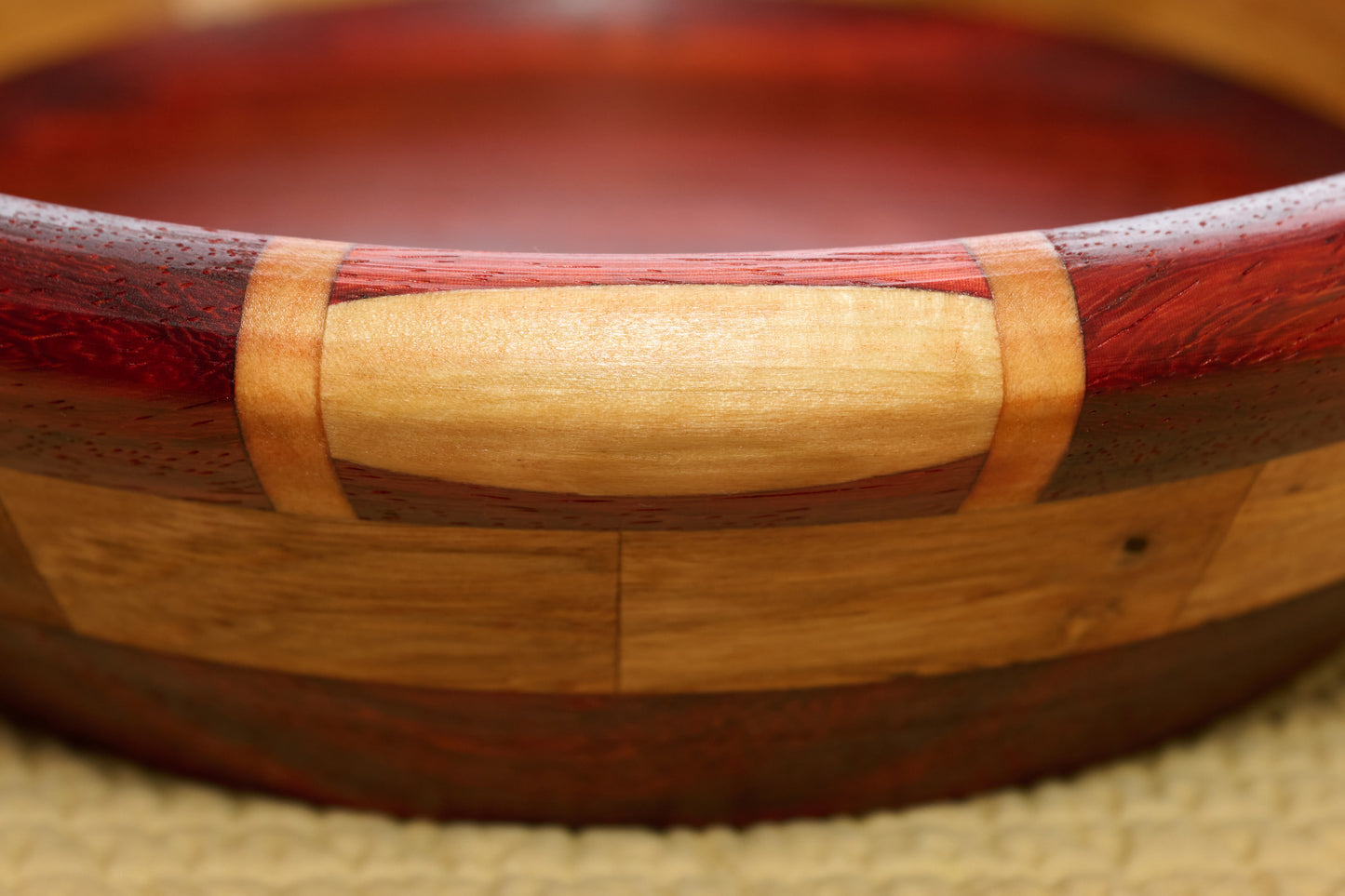 Padauk & Hickory Segmented Bowl with Feature Ring (#114) – Tese' Woodworks