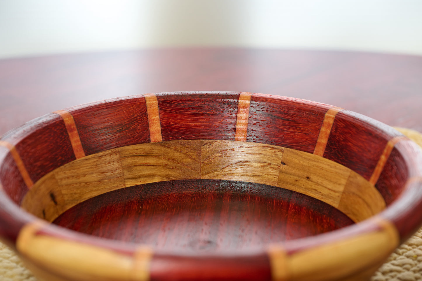 Padauk & Hickory Segmented Bowl with Feature Ring (#114) – Tese' Woodworks