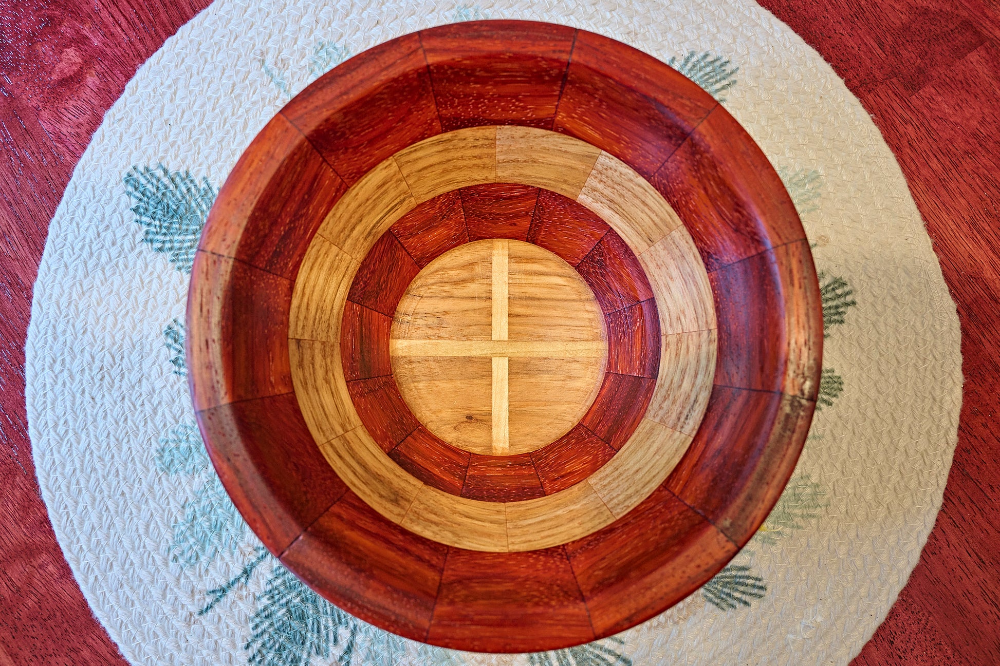 Padauk and Hickory Segmented Bowl